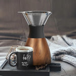 Load image into Gallery viewer, asobu Insulated Pour Over Coffee Maker (32 oz.) Double-Wall Vacuum, Stainless-Steel Filter and Take on the Go Carafe (Wood)