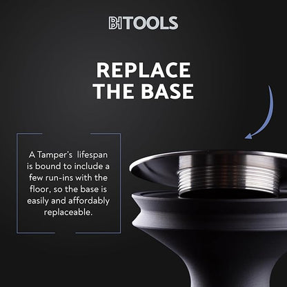 Espresso Press Tamper 58.4 mm, Premium Barista Coffee Tamper, Black Anodised Aluminium Handle, 304 Stainless Steel Base, Elegant and Lightweight Design