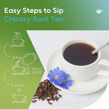 FullChea - Chicory Root Tea, 50 Teabags - Pure Chicory Root Herbal Tea - Coffee Alternative - Non-GMO - Caffeine-free - Support Liver Health & Rich in Antioxidants