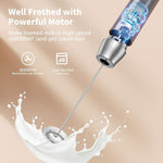 Load image into Gallery viewer, Maestri House Rechargeable Milk Frother with Stand, LunaFro Handheld Electric Foam Maker Waterproof Detachable Stainless Steel Whisk Drink Mixer Foamer for Lattes, Cappuccino