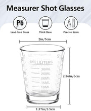 Shot Glasses Measuring Cup Set 6 Pack Espresso Shot Glasses Liquid Heavy Glass 26-Incremental Measurement 1 OZ, 2 TBS, 6 TSP, 30 ML Kitchen Tools(White)