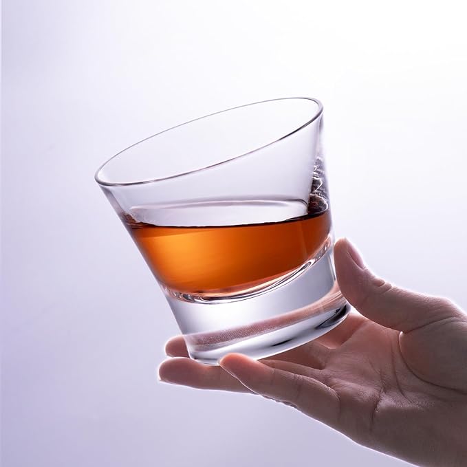 KAMMAK Whiskey Glasses Set, 8.12 oz (240 ml) Old Fashioned Tumbler, Thick Base Crystal Glass with Delicate Rim & Seamless Design for Scotch, Bourbon, Cocktails, Lead-Free Barware
