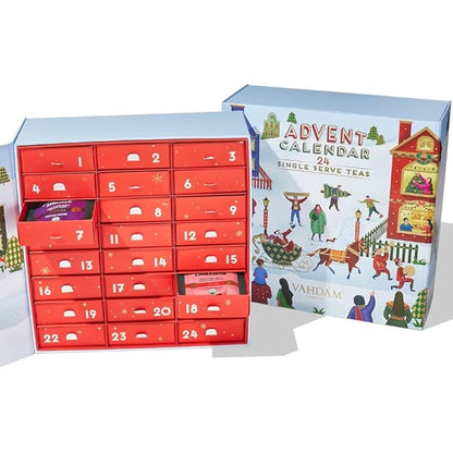 VAHDAM, Advent Calendar 2025 Tea Bags Limited Edition Holiday Gift Box - 24 Flavors, 5 Each | Christmas Advent Calendar 2025 for Adults | Advent Calendar 2025 Adult Women and Men