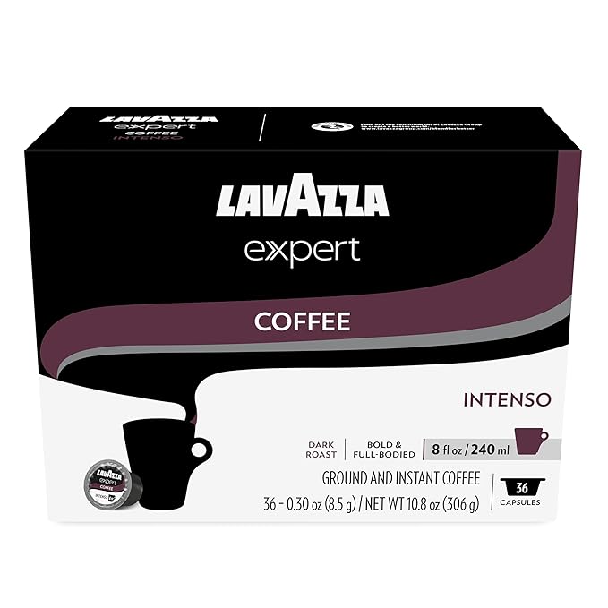 Lavazza Expert Intenso Coffee Capsules, Dark Roast, Arabica and Robusta Blend, Compatible with Lavazza Classy Plus Machine (36 Capsules)