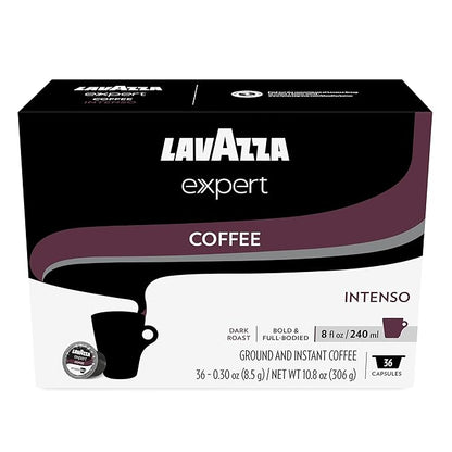 Lavazza Expert Intenso Coffee Capsules, Dark Roast, Arabica and Robusta Blend, Compatible with Lavazza Classy Plus Machine (36 Capsules)