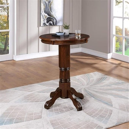 BOWERY HILL Traditional Wood Pub Table with Claw and Ball Feet in Cappuccino