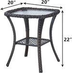 Load image into Gallery viewer, HUMMUH Patio Wicker Side Table Outdoor, Rattan End Table Glass Top Coffee Table with Storage Brown