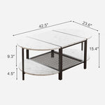 Load image into Gallery viewer, SENIG Oval Coffee Table with Faux Marble Top, 2-Tier Storage Shelf and Metal Frame, Living Room Center Table Modern, White Marble Finish