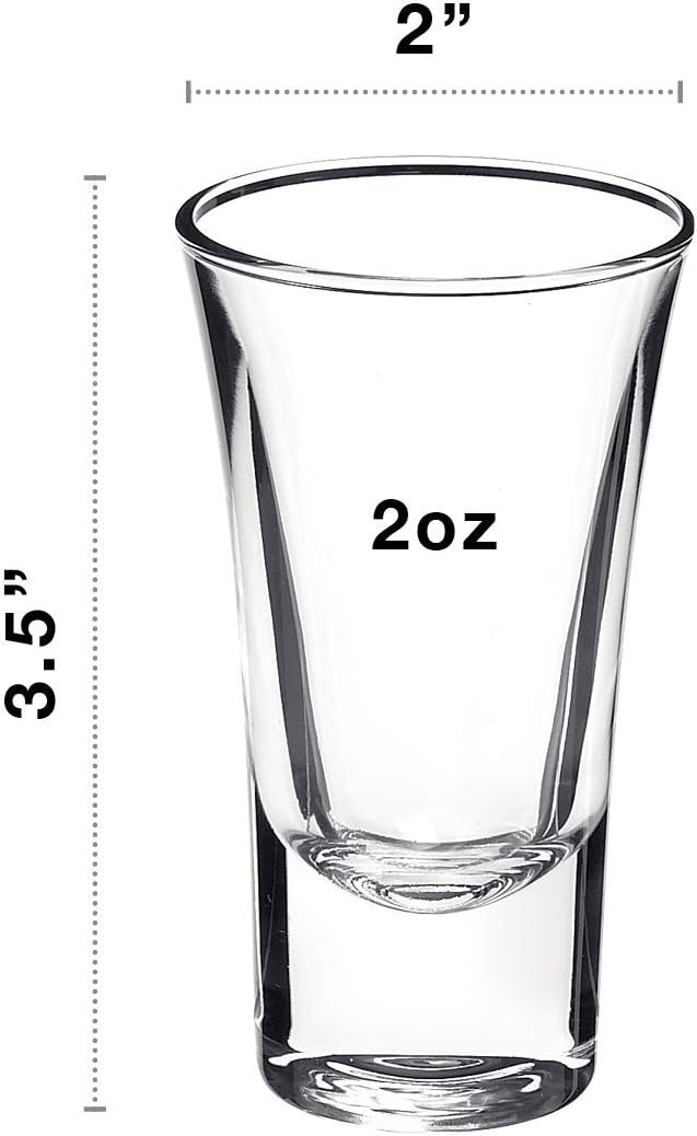 Bormioli Rocco Dublino Collection Shot Glasses - Set of 6 Clear Shot Tumblers With Heavy Base – 2-Ounce Shooter Glass For Spirits & Liquors – Classic European Design Drinkware For Bar, Pub & Home Use