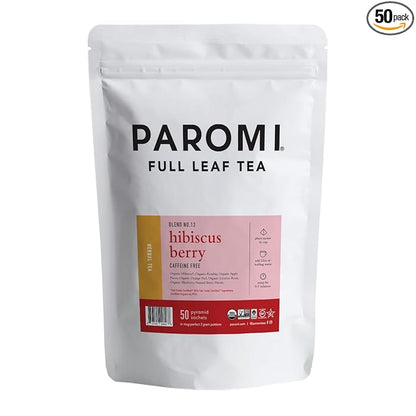 Paromi Tea Hibiscus Berry Herbal Infusion, Resealable Pouch, 50 Count