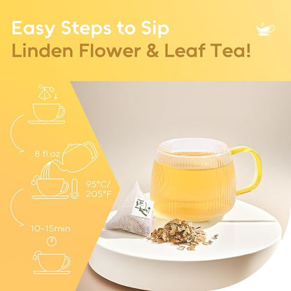FullChea - Linden Tea, 36 Teabags, Linden Leaf and Flower - Natural Tilo Tea - Non-GMO - Caffeine-free - Support Respiratory & Boost Immune System