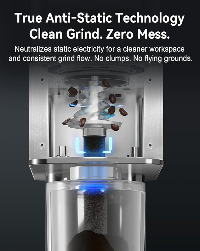 MOKKOM Coffee Grinder with Removable Coffee Scale via Bluetooth Connectivity, Anti-static Conical Burr Coffee Bean Grinder, 31 Precise Settings for French Press/Cold Brew/Pour Over/Drip/Espresso