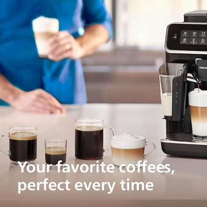 Philips 3200 Series Fully Automatic Espresso Machine, LatteGo Milk Frother, 5 Coffee Varieties, Intuitive Touch Display, 100% Ceramic Grinder, AquaClean Filter, My Coffee Choice, Black (EP3241/54)