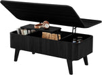 Load image into Gallery viewer, 3 in 1 Lift Top Coffee Table, Fluted Convertible Coffee Tables Converts to Dining Tables, Modern Oval Wooden Center Table with Storage for Living Room Office Small Space, Partial Assembly (Black)