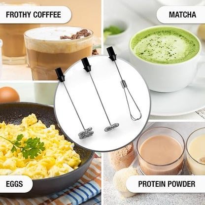 Zulay Kitchen Rechargeable Milk Frother Froth N Go Frother Wand With Case & USB-C Charger - Comes With 3 Whisk Attachments for Latte, Cappuccino, Matcha, Protein Shakes - Black Marble