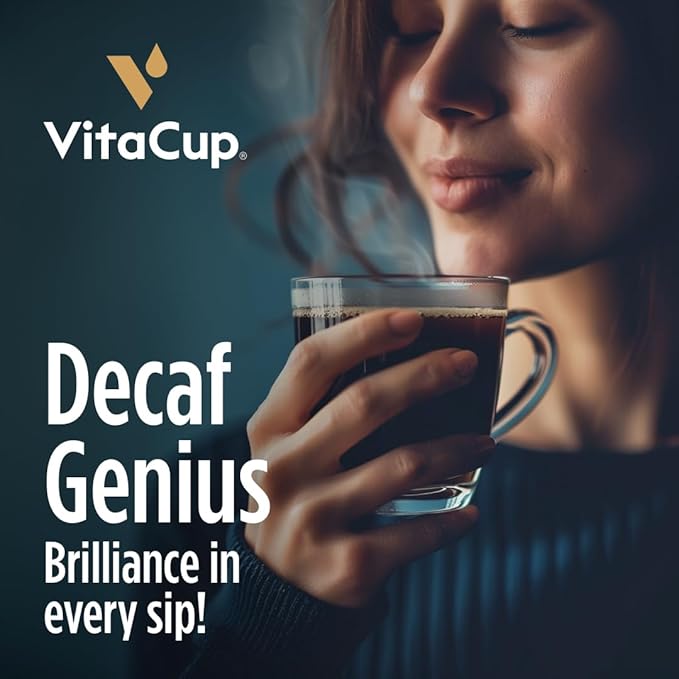 VitaCup Decaf Genius Keto Coffee Pods with MCT Oil, Turmeric and B Vitamins for Focus in Recyclable Single Serve Pod Compatible with K-Cup Brewers Including Keurig 2.0, 16 Ct