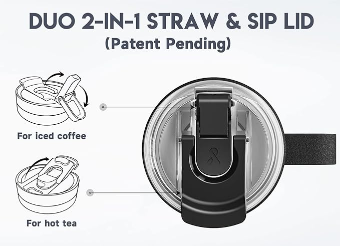 Meoky 40oz Tumbler with Handle, Stainless Steel Travel Mug with 2-in-1 Straw and Sip Lid, Vacuum Insulated Coffee Mug, 100% Leak Proof, Keeps Cold for 34 Hours or Hot for 10 Hours (Night)