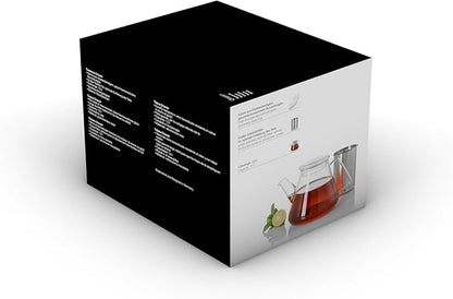 AdHoc Orient+ Glass Teapot - Tea Kettle and Removable Infuser for Loose Leaf Tea - Large Glass Teapot for Stove Top - Small Tea Kettle - 50 fluid oz.