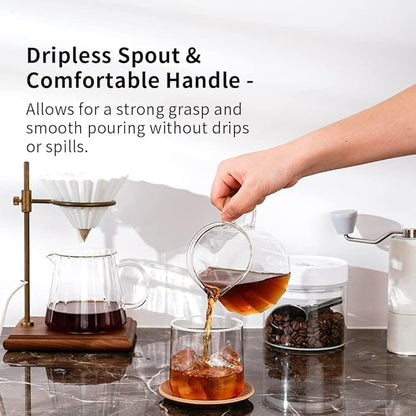 watchget Glass Coffee Carafe 500ml/17oz - Heat Resistant Thin Borosilicate Coffee Server, Clear Pour Over Coffee Pot Maker, Ideal for Home, Office, and Café