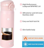 Load image into Gallery viewer, 17 oz / 500 ml Insulated Water Bottle, Stainless Steel Thermo Coffee Travel Mug, Thermal Cup with Snap Flip Lid, BPA Free for Hot and Cold Drinking, Pink