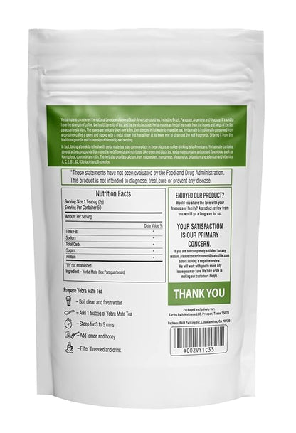 Herbal Hermit Yerba Mate herbal-teas with 50 tea bags Natural Yerba Matte Rich in Chlorophyll, Made in USA