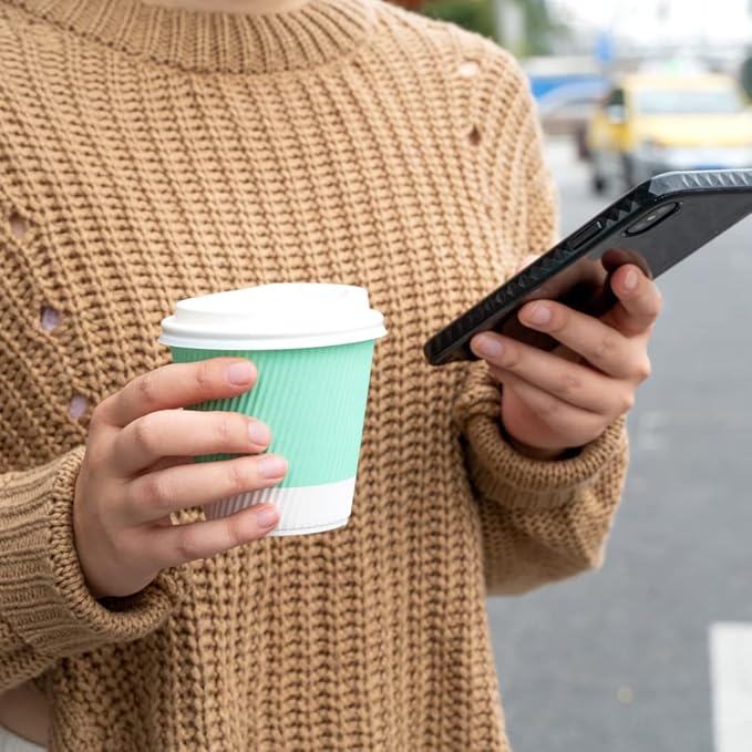 Restaurantware 8 Ounce Double Wall Disposable Coffee Cups, 500 Insulated Light Green Paper Tumblers Ripple Wall Design, Lids Sold Separately for Hot Drinks like Tea, Hot Chocolate and More