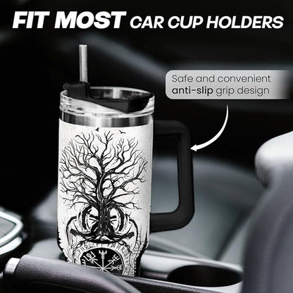 Viking Gifts for Men, 40oz Stainless Steel Insulated Coffee Tumbler With Lid & Straw, Travel Cup Gift for Husband Dad, Christmas Birthday