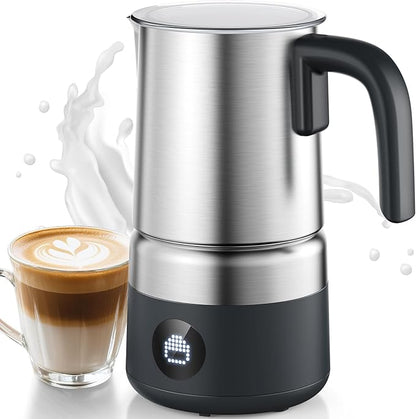 AMZCHEF 8-IN-1 Milk Frother and Steamer 600W w/Smart Touch Control, Detachable Frother for Coffee, Automatic Warm and Cold Foam Maker, Hot Chocolate Maker, Dishwasher Safe