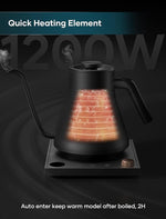 Load image into Gallery viewer, Electric Kettles, Gooseneck Electric Kettle, ±1℉ Temperature Control, Stainless Steel Inner, Quick Heating, for Pour Over Coffee, Brew Tea, Boil Hot Water, 0.9L Black
