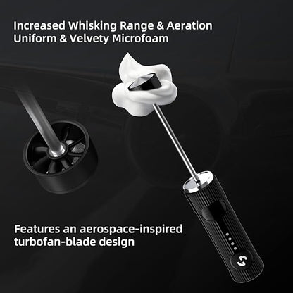 Bincoo Performance Milk Foamer - Dual Speed, Waterproof, Stainless Steel, Ultra Fast Handheld Drink Mixer - Create Barista Microfoam in 40 Seconds for Latte, Cappuccino & Coffee at Home (Pink)