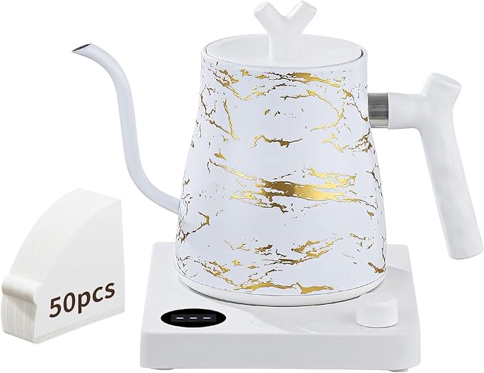 Water Kettle Electric Gooseneck Kettle with 50pcs Coffee Filter,±1℉ Temperature Control, Stainless Steel, Matte Material,Fast Heating, Ideal for Precise Pour-Over Coffee and Tea