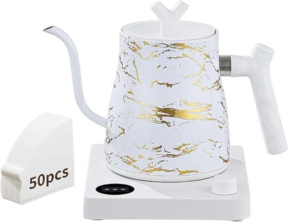 Water Kettle Electric Gooseneck Kettle with 50pcs Coffee Filter,±1℉ Temperature Control, Stainless Steel, Matte Material,Fast Heating, Ideal for Precise Pour-Over Coffee and Tea