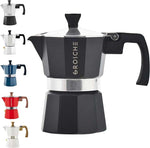 Load image into Gallery viewer, GROSCHE Milano Stovetop Espresso Maker Moka Pot 3 espresso Cup - 5 oz, Black - Cuban Coffee Maker Stove top coffee maker Moka Italian espresso greca coffee maker brewer percolator