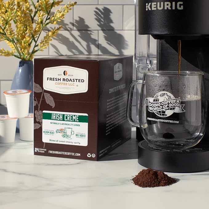 Fresh Roasted Coffee, Decaf Irish Cream, Flavored Coffee Pods, K-Cup Compatible, 96 Count