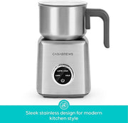 CASABREWS ARTIST Milk Frother, 4-in-1 Electric Milk Steamer for Hot & Cold Foam, Die-Cast Aluminum Body for Latte, Cappuccino, Hot Chocolate, Dishwasher Safe, Knob Control, Great Coffee Gift