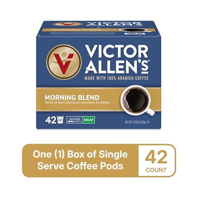 Victor Allen's Coffee Decaf Morning Blend, Light Roast, 42 Count, Single Serve Coffee Pods for Keurig K-Cup Brewers
