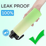 Load image into Gallery viewer, DOMICARE Insulated Water Bottle, 22 oz Vacuum Insulated Stainless Steel Reusable Sports Bottle with Straw Lid &amp; Spout Lid for Travel, Camping, Bike, Leakproof, Green Gradient, 1 Pack