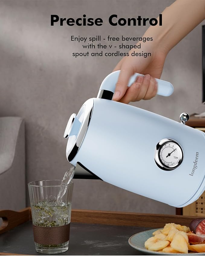 1L Small Electric Kettles Stainless Steel, Portable Travel Mini Hot Water Boiler Heater, Cool Touch Teapot, Auto Shut-Off & Boil-Dry Protection for Cooking, Business Trip and More, Blue