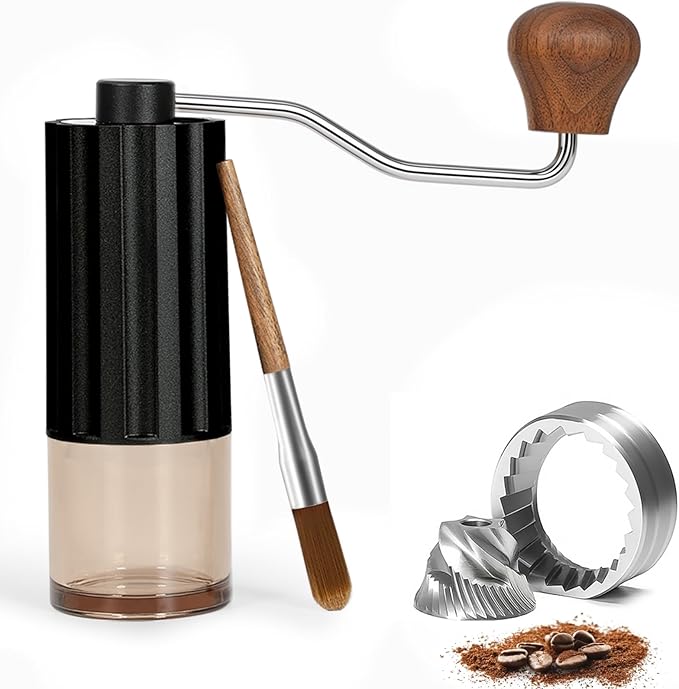 Portable Manual Coffee Grinder, Mini Coffee Grinder Capacity 25g with CNC Stainless Steel Burr, Internal Adjustable Setting, Fit for Espresso, Pour Over, Travel, Camping and Home