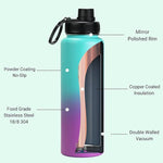 Load image into Gallery viewer, DRINCO Stainless Steel Water Bottle Spout Lid Vacuum Insulated Double Wall Water Bottle Wide Mouth (40oz 32oz 22oz 18oz 14oz) Leak Proof Keep Cold Sport Camping Hiking (40 oz, 40oz Ombre Fuchsia Teal)