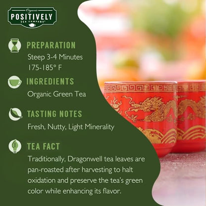 Organic Positively Tea Company, Dragonwell, Green Tea, Loose Leaf, 4 Ounce