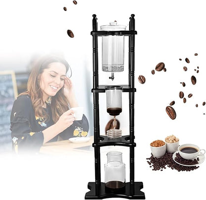DNYSYSJ Cold Brew Maker, 8 Cups Cold Brew Coffee Maker Cold Brew Dripper Iced Coffee Brewer Maker with Adjustable Rate Valve Wooden Stand for Home and Office Commercial Use