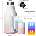 Load image into Gallery viewer, BJPKPK Insulated Water Bottles, 12oz Stainless Steel Metal Water Bottle with Strap, BPA Free Leak Proof Jugs, Mugs, Flasks, Reusable Thermal Flasks for Sports &amp; Travel, Graceful Pink