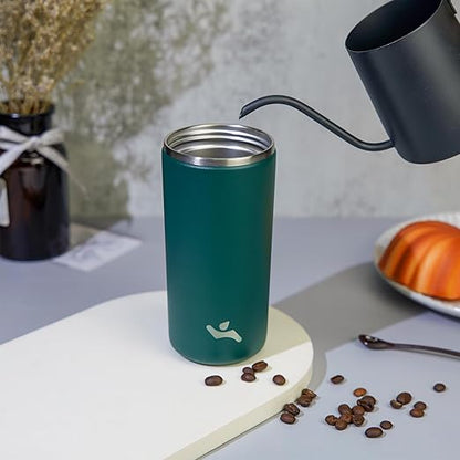 Tumbler with Lid, 12 oz Travel Coffee Mug Double Wall Vacuum Stainless Steel Thermal Metal Cup Insulated Water Bottle,Dark Green