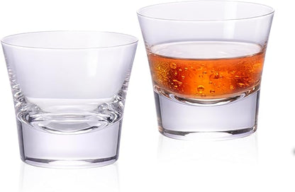 KAMMAK Whiskey Glasses Set, 8.12 oz (240 ml) Old Fashioned Tumbler, Thick Base Crystal Glass with Delicate Rim & Seamless Design for Scotch, Bourbon, Cocktails, Lead-Free Barware