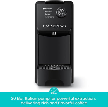 CASABREWS CM7036E Espresso Machine for Nespresso Original Pods, 20 Bar Compact Capsule Coffee Machine with 21 oz Removable Water Tank and 4 Brewing Modes, Mini Espresso Maker for Home or Office, Black
