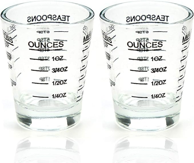 Shot Glasses Measuring cup Liquid Heavy Glass Wine Glass Espresso Shot Glass 26-Incremental Measurement 1oz, 6 Tsp, 2 Tbs, 30ml (2 pack-black 30ml)