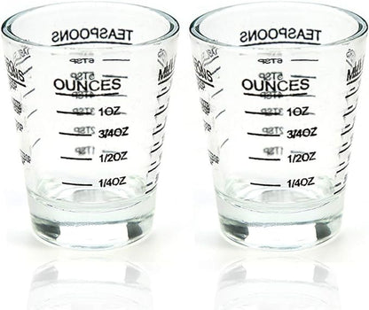 Shot Glasses Measuring cup Liquid Heavy Glass Wine Glass Espresso Shot Glass 26-Incremental Measurement 1oz, 6 Tsp, 2 Tbs, 30ml (2 pack-black 30ml)