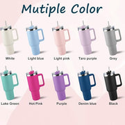 Personalized 40 Oz Tumbler with Handle and Straw, Custom Cup with Name & Birth Flower, Stainless Steel Travel Coffee Tumbler,Personalized Christmas Birthday Gifts for Women, Teen Girls