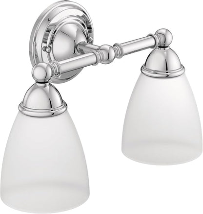 Moen YB2262CH Brantford 2-Light Dual-Mount Bath Bathroom Vanity Fixture with Frosted Glass, Chrome